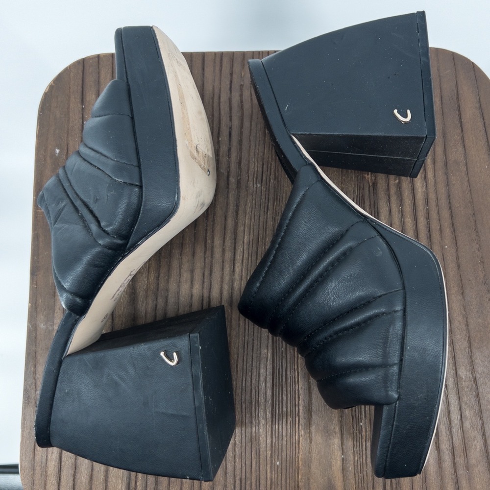 Circus NY by Sam Edelman Black Quilted Puffer Platform Block Heel Mules Size 8.5 - Picture 4 of 5